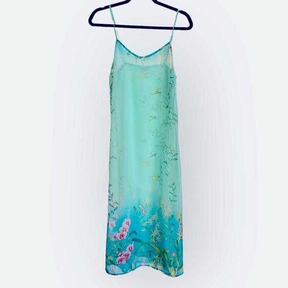 yamamay Dresses & Skirts - YAMAMAY Italia hummingbird flowers Maxi slip dress nightgown SMALL 90s